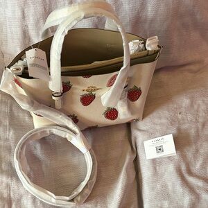 Coach Chalk white Bag with Strawberry print